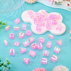 50Pcs 5 Styles UV Plating Rainbow Iridescent Acrylic Beads&nbsp;OACR-TA0004-93D