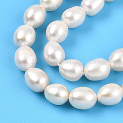 天然養殖淡水パールビーズ連売り  ライス  乳白色  7~7.5x6~6.5mm  穴：0.5mm  約24~25個/連  7.09~7.28''（18~18.5センチメートル）&nbsp;PEAR-N012-06Z-01
