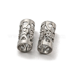 変色しない中空304ステンレススチールビーズ  コラム  ステンレス鋼色  8x4mm  穴：3mm&nbsp;STAS-L273-01P