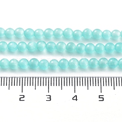 キャッツアイビーズ連売り  ラウンド  シアン  4mm  穴：0.7mm  約100~105個/連  14.37~14.69インチ（36.5~37.3cm）&nbsp;CE-F022-4mm-14