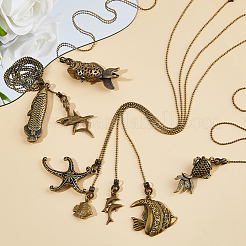 8Pcs Ocean Animal Alloy Charms Ceiling Fan Pull Chain Extenders&nbsp;HJEW-DC00089