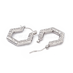 変色しない304ステンレススチール製六角形フープピアス（女性用）  ステンレス鋼色  23x22.5x3.5mm  ピン：0.7mm&nbsp;EJEW-B018-09P