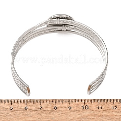 304ステンレススチール製のマルチ連カフブレスレットのブランク（フラットラウンドベゼルセッティング付き）  ステンレス鋼色  トレイ：20mm  内径：2.11x2.40インチ（5.35x6.1cm）&nbsp;SA-CBA4160-01C-P