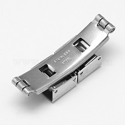変色防止長方形201ステンレススチール時計バンド留め金  ステンレス鋼色  34x10x8mm  穴：3x9mm&nbsp;LS-STAS-F067-04