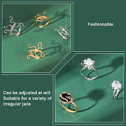 4Pcs 4 Style Adjustable Brass Ring Components&nbsp;RJEW-PH0005-23