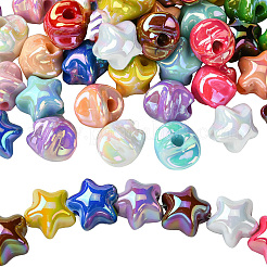 UVメッキプラスチックビーズ50個  虹色の星  ミックスカラー  16mm  穴：3.8mm&nbsp;SACR-CJ0001-69