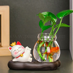 樹脂製の招き猫と金魚のディスプレイ装飾  ホームオフィスデスク用  猫の形  35x50mm&nbsp;PW-WG9CA52-04
