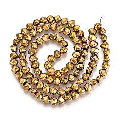 電気メッキガラスビーズセット  ナゲット  黄金メッキ  6.5x8x5mm  穴：0.9~1mm  約99~101個/連  24.61~25.39インチ（62.5~64.5cm）&nbsp;EGLA-N017-05A-B02