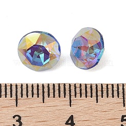 ガラスラインストーンカボション  フラットバック＆バックメッキ  多面カット  ダイヤモンド  バミューダブルー  8x5.5mm&nbsp;RGLA-L029-09B-BBLA