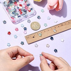 透明なガラスビーズ12色  ABカラーメッキ  スター  ミックスカラー  8~8.5x8~9x3~4mm  穴：0.8~1mm  2個/スタイル&nbsp;GLAA-YW0003-67