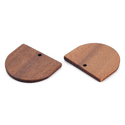 天然ウォールナットウッドペンダント  半楕円形  淡い茶色  23.5x27x2.5mm  穴：1.8mm&nbsp;WOOD-N011-010