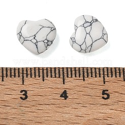 染色された合成ターコイズビーズ  ハート  ホワイト  9x10x4.5mm  穴：1.2mm&nbsp;GG-CBA391B-01B