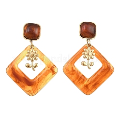 304 Stainless Steel & Resin Stud Dangle Earrings for Women&nbsp;SA-CBA717A-01G-05