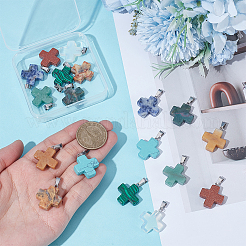 18Pcs 9 Styles Natural & Synthetic Mixed Gemstone Pendants&nbsp;G-UN0001-43
