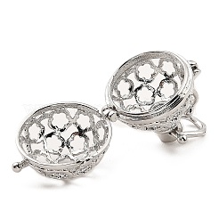 Rack Plating Brass Bead Cage Pendants&nbsp;KK-D025-01C-P