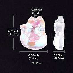 透明なガラスのペンダントを電気めっき  abカラープレート  キツネのチャーム  クリアAB  18x14x7mm  穴：1mm&nbsp;GLAA-YW0003-06