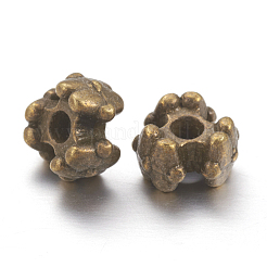 チベット風トライスペーサービーズ  鉛フリー＆カドミウムフリー  花  アンティークブロンズ  6.5x4mm  穴：1.5mm&nbsp;MLF5036Y