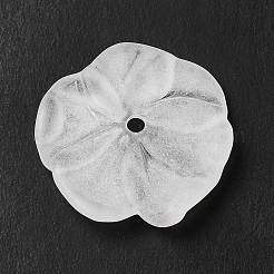 透明なアクリルビーズキャップ  5花びら  艶消し  花  ホワイト  23x23x4mm  穴：2mm  約625個/500g&nbsp;MACR-J122-01