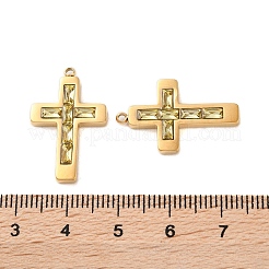 304ステンレスペンダント  ガラスと  コースチャーム  14KGP本金メッキ  きいろ  24.5x15.5x3.5mm  穴：1.4mm&nbsp;STAS-L022-085G-03