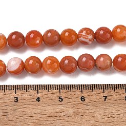 天然石瑪瑙ビーズ連売り  染め＆加熱  グレードA  ラウンド  チョコレート  8~8.5mm  穴：1.2mm  約47個/連  37.5cm&nbsp;G-G754-06-8mm