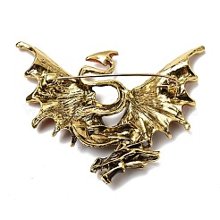 ドラゴンエナメルピン  バックパック服用合金ブローチ  アンティーク黄金  レッド  50x63.5mm&nbsp;JEWB-L026-02AG-03
