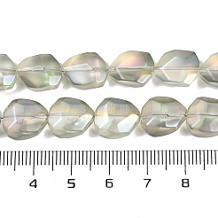 電気メッキガラスビーズセット  艶消し  ファセットポリゴン  ダークシーグリーン  12.5x9.5x7mm  穴：1mm  約50個/連  23.86インチ（60.6cm）&nbsp;EGLA-C009-01A-FR03
