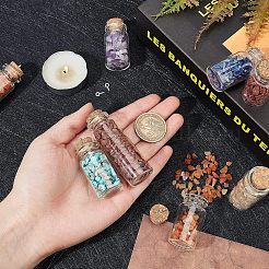 DIYドリフトボトル作りキット  天然および合成チップビーズを含む  ガラス瓶  アイアンスクリューアイピンヒートンキャップ  ジュートコードとカートン  ミックスカラー  7スタイル/ボックス&nbsp;DIY-FH0003-25