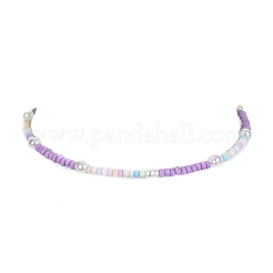 ガラスシード＆プラスチックイミテーションパールビーズネックレス  ミックスカラー  15.35~15.55インチ（39~39.5cm）&nbsp;NJEW-JN04377