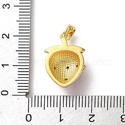 真鍮製マイクロパヴェキュービックジルコニアペンダント  エナメルスタイル  苺  ゴールドカラー  18.5x13x5.5mm  穴：4x3mm&nbsp;LS-KK-P320-07B-G