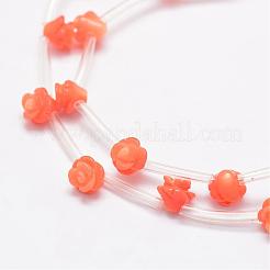 天然なレッドアベンチュリンビーズ  ローズ  8x6~7mm  穴：1mm&nbsp;G-O156-A-03A