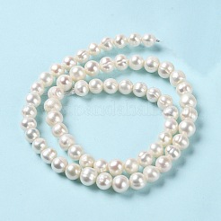 天然養殖淡水パールビーズ連売り  ポテト  グレード3a++  パパイヤホイップ  7~8x6.5~7mm  穴：0.5mm  約56個/連  14.6''&nbsp;PEAR-E018-12
