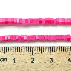 天然石瑪瑙ビーズ連売り  染め  正方形  濃いピンク  2.5x2.5x1.5mm  穴：1mm  約236個/連  15.08''（38.3センチメートル）&nbsp;G-M422-A01-01B