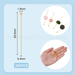 真鍮のボールヘッドピン  ジュエリー作りのための  18KGP本金メッキ  29.5x0.4mm  ヘッド：1.9mm  300pc&nbsp;KK-UN0003-31A
