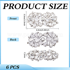6Pcs Flower Glass Rhinestone Cabochons&nbsp;DIY-FG0010-18B