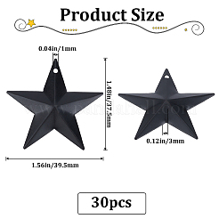 アイアン製ペンダント  星のチャーム  ブラック  37.5x39.5x3mm  穴：1mm  30個/箱&nbsp;IFIN-GF0001-44B-02