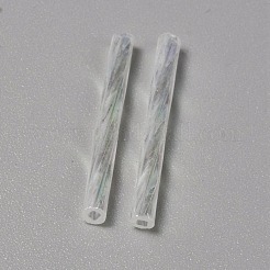 Transparent Colours Rainbow Glass Twist Bugle Beads&nbsp;GLAA-WH0039-11C