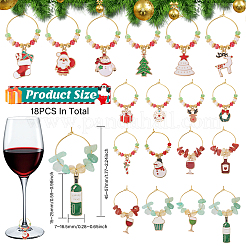 18Pcs Christmas Theme Alloy Enamel Wine Glass Charms&nbsp;AJEW-CA00004