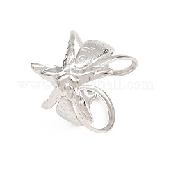 女性用304ステンレススチールカフオープンリング  ヒトデ  ステンレス鋼色  18.5mm  usサイズ8 1/2(18.5mm)&nbsp;RJEW-A102-02P