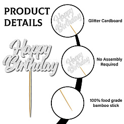 Paper & Glitter Sequins Cake Toppers with Bamboo Stick&nbsp;DIY-WH20087-002
