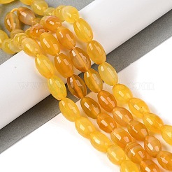 天然イエロー瑪瑙ビーズ連売り  染め＆加熱  多面カット  オーバル  ゴールド  12x7.5~8mm  穴：1.2mm  約32個/連  14.96''（38センチメートル）&nbsp;G-Q194-B01-01C