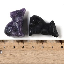 Natural Mixed Gemstone Carved Dog Figurines&nbsp;DJEW-M015-11