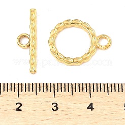 304ステンレススチールトグル留め具  テクスチャリング  18KGP本金メッキ  リング：18x14x1.8mm  穴：2.5mm  バー：6x20x2mm  穴：2.7mm&nbsp;STAS-E204-03G