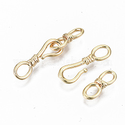 真鍮製S字クラスプ  ニッケルフリー  18KGP本金メッキ  18x5.5x2mm  12x4.5x2.5mm&nbsp;X-KK-S356-113G-NF