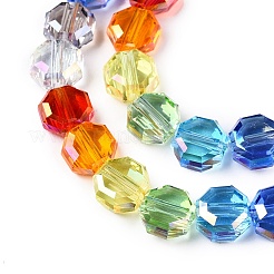 透明ガラスビーズ連売り  多面カット  八角形  カラフル  5.5x5.5~6x3mm  穴：1mm  約64個/連  13.86''（35.2センチメートル）&nbsp;GLAA-T023-A24-01
