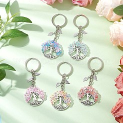 Flat Round with Tree of Life Alloy Keychains&nbsp;KEYC-MZ00039