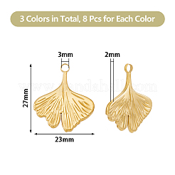 24Pcs 3 Colors 201 Stainless Steel Pendants Ion Plating(IP)&nbsp;STAS-DC0013-48