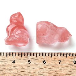 チェリークォーツガラス彫刻人形  ホームオフィスのデスクトップ装飾用  猫  10.5~13x16~18x21.5~23.5mm&nbsp;DJEW-L023-B06