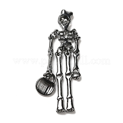 ハロウィン合金エナメルビッグペンダントラインストーンセッティング  スカルチャーム バッグ付き  ガンメタ色  0.8mmのラインストーンに適する  50x13x9mm  穴：0.9mm&nbsp;ENAM-G217-01