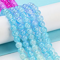 Spray Painted Crackle Glass Beads Strands&nbsp;DGLA-C002-6mm-05