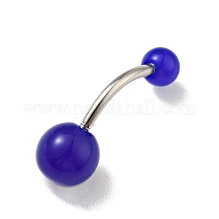 10Pcs Luminous Acrylic Round Beaded Curved Barbell&nbsp;AJEW-G041-01P